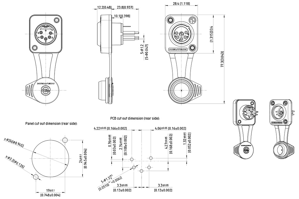 Diagram showing the structure of the Neutrik NC5MD-TOP