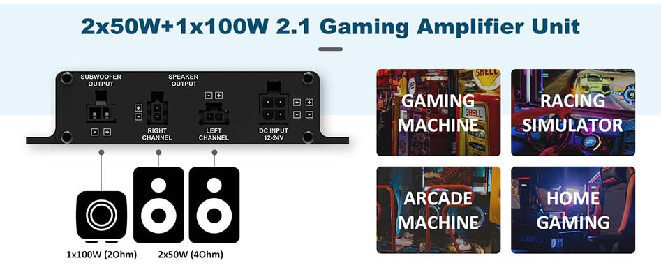 WONDOM GAU1 : Amplification 2.1 puissante pour bornes d'arcade et simulateurs