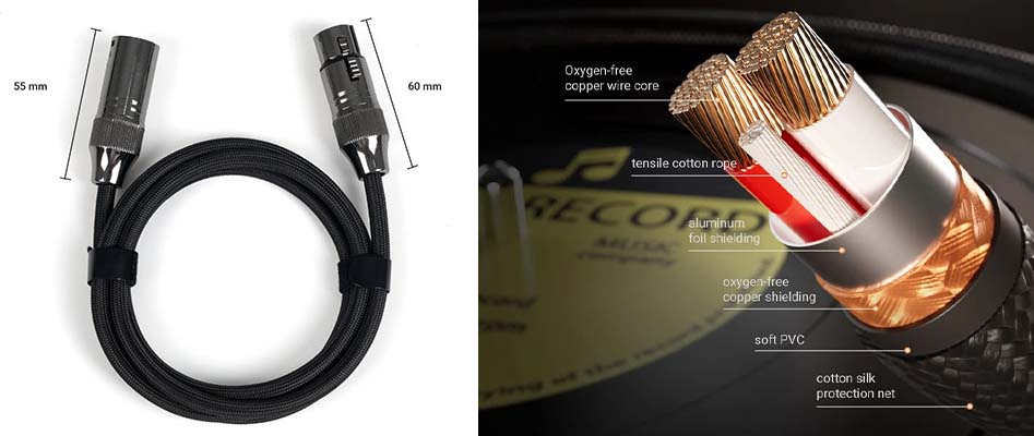 Dimensions and structure of the Fosi Audio Balanced XLR Interconnect Cable