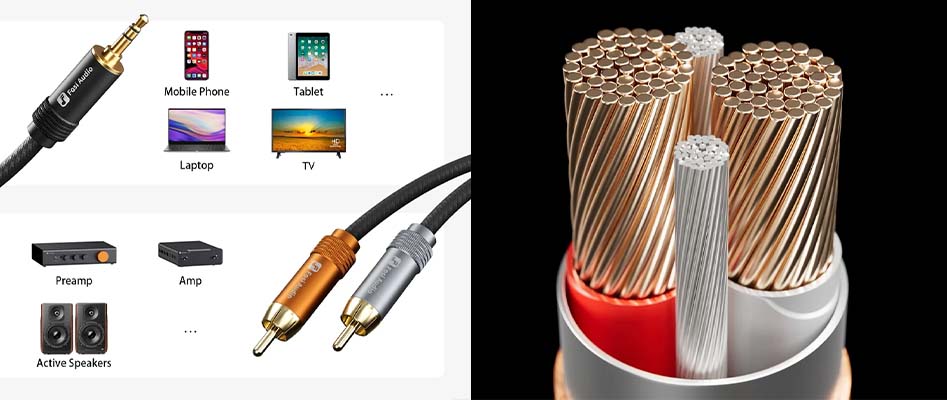 C&acirc;ble de Modulation Jack 3.5mm M&acirc;le vers 2x RCA M&acirc;les