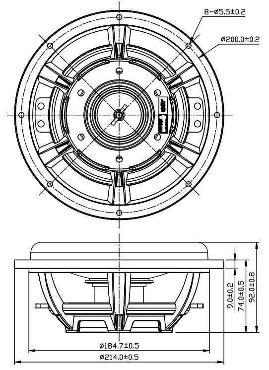 DAYTON AUDIO SS8-PR: Dimensions
