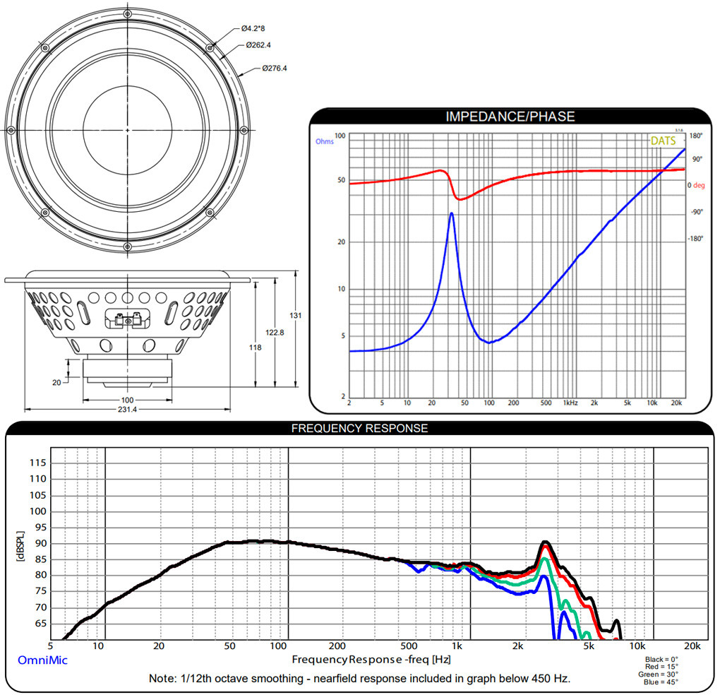 DAYTON AUDIO PCS10-4: Dimensions and measurements