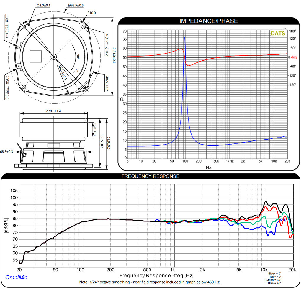 DAYTON AUDIO CE81PF-8: Dimensions and measurements