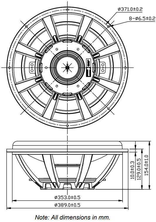 DAYTON AUDIO SS15-PR: Dimensions