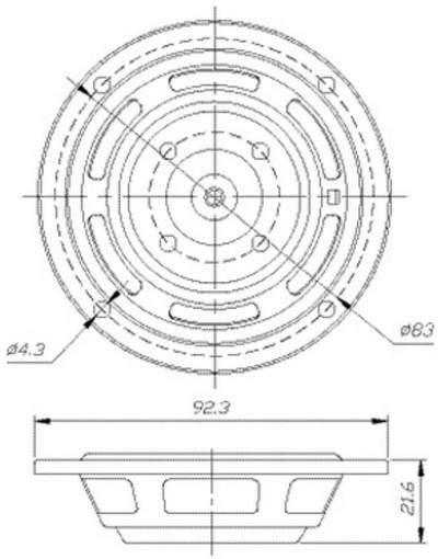 DAYTON AUDIO DS90-PR: Dimensions
