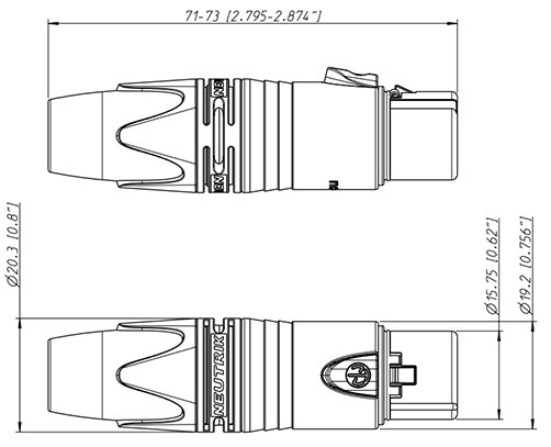 NEUTRIK NC3FXX-14-BAG-D: Dimensions